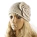 HuntGold Lady Women Fashion Camellia Warm Soft Wool Crochet Headband Knit Wide Hair Band(beige)