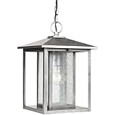 Sea Gull Lighting 62027-57 Hunnington One Light Outdoor Pendant, Weathered Pewter Finish