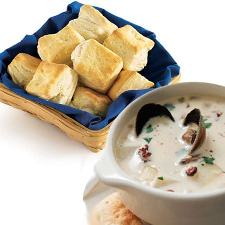 Clam Chowder and Cream Cheese Biscuits