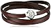 Amazon Essentials Brown Leather Wrap Stainless Steel Magnetic Clasp Bracelet, 22.5
