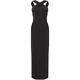 Hobemty Women's Halter Neck Sleeveless Dress Split Hem Cocktail Party Bodycon Maxi Dresses