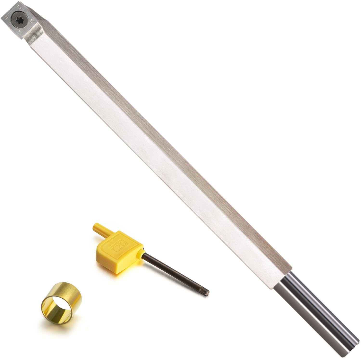 Carbide Tipped Woodturning Tool S14 Carbide Wood Lathe Tool Rougher Made of Stainless Steel with 14 mm Square Carbide Cutter and T20 star tip wrenches