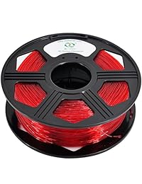 YOYI Filamento de impresora 3D de TPU flexible, transparente, color rojo, de 0.8 KG 1.75 mm, tolerancia de diámetro de +   0.05 mm, carrete de 0.8 KG, 1.75 mm
