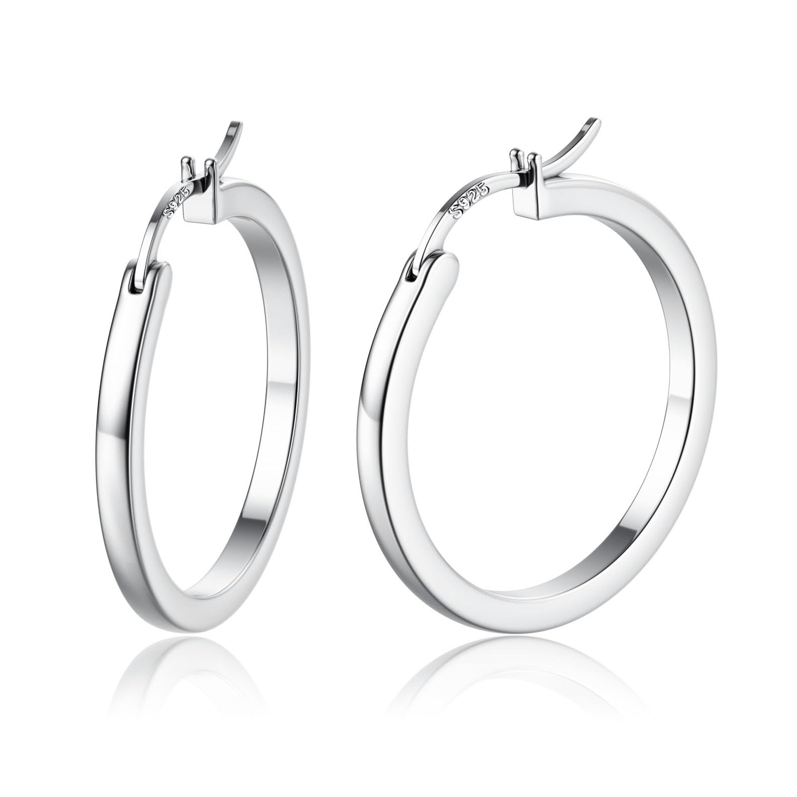 ADRAMATA Silver Hoops Earrings for Women Men 925 Sterling Silver Post Hypoallergenic 15/20/30/40/50/60mm Huggie Hoop Earrings Gold/Silver Hoop Earrings for Women