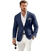 Linen Mens Suit Jacket Retro Blazer Casual Slim Fit Blazers Tux Jackets Wedding Prom Suit Separates Linen Sport Coat for Men