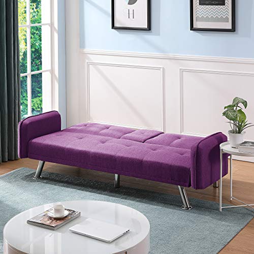 Merax Futon Bed Couch, Modern Sofa Sleeper Design for Living Room or Bedroom, Including Metal