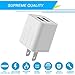 JAHMAI Wall Charger 21W 4.2A Dual-Port Portable USB Travel Wall Charger Phone Charger Adapter for iPhone X, 8, 7, 6S, Plus, 5S, iPad , Galaxy S7, S6 Edge Plus, S5, Nexus, HTC more(White)