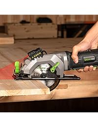 Circular Saw, GALAX PRO 4Amp 3500RPM Mini Circular Saw with Laser Guide, Max. Cutting Depth1 11 16"(90°), 1 1 8"(45°)Compact Saw with 4 1 2" 24T TCT Blade, Vacuum Adapter, Blade Wrench, and Rip Guide