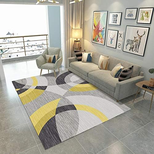 Mengjie Modern Style Rugs Yellow gray round geometry 8MM thickness Home Accessories in Soft Touch Living bedroom Room Rug 200x300CM