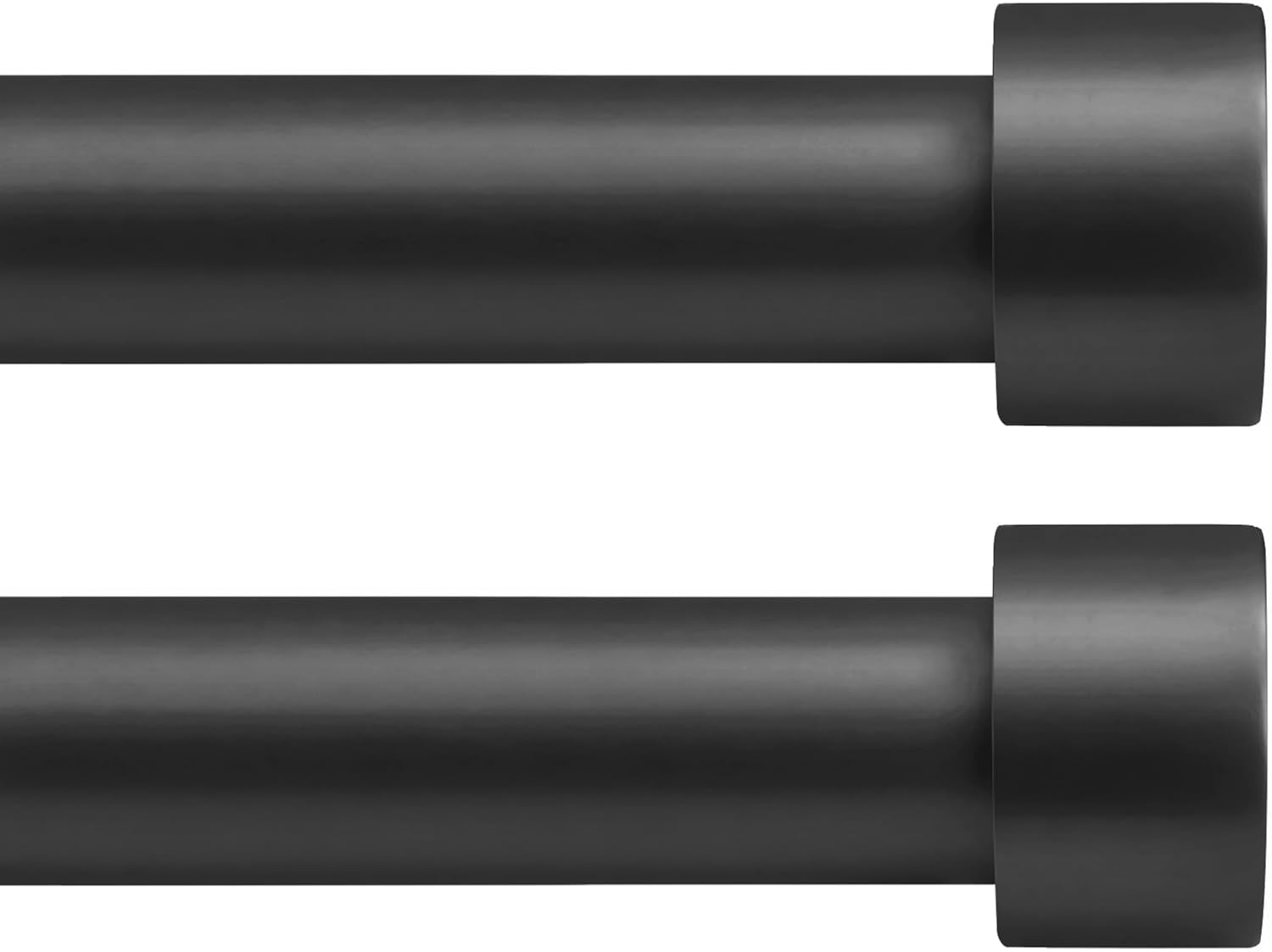 Window Treatment Hardware - 2 Pack Curtain Rod for Window 28-48’’(2.3-4ft), Matte Black Heavy Duty Curtain Rod with Cap Finials, Adjustable Modern Drapery Rod Window Curtain Rod, Long Matte Black Curtain Rod