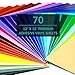 Bright Idea Permanent Vinyl Sheets - 70 Pack 12”x12” | Adhesive Vinyl Sheets, Assorted Colors (Glossy, Matte, Metallic) Permanent Vinyl Bundle Pack for Crafters - Vinyl for Cricut and Silhouette