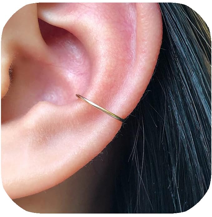 LUCKYJEWUS 14k Gold Filled Conch Hoop Earrings for