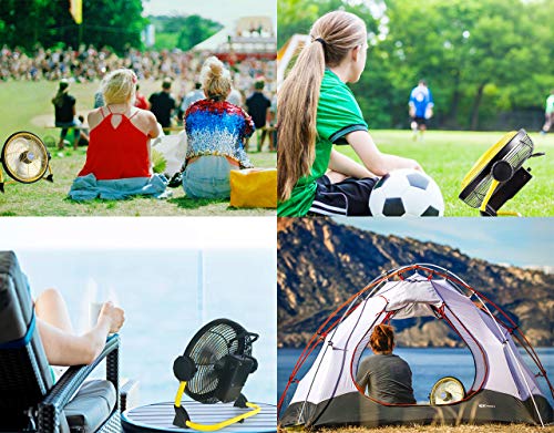 Geek Aire 10inch Rechargeable Outdoor High Velocity Floor Fan, Portable Battery Operated Fan with Metal Blade, 360°Vertical Tilt,24h Run Time Cordless Fan for Travel Tent Hurricane Camping Accessories