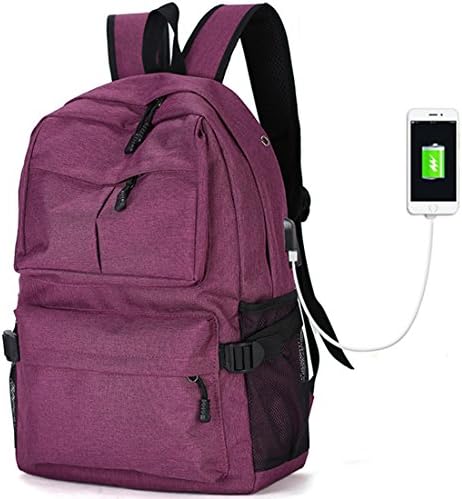 Laptop Backpack, Men Women 15 15.6 Inch College Backpack USB Charging Port Light Weight Travel Laptop Backpack (purple)
