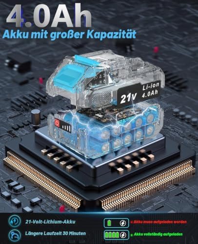 Heckenschere Akku, Heckenschere Elektrisch mit 4000mAh Akku, 180° Verstellbare Heckenschere, 51 cm Klingenlänge, 16 mm Zahnabstand, Klingenabdeckung für Hecken, Äste, Sträucher, Zweige