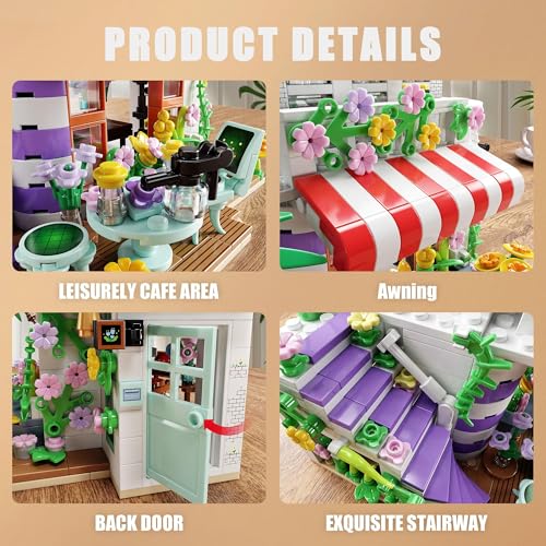 Uniiking® Flower House Building Set with Lights, 755 Pcs Garden House Building Toys,Build a Greenhouse Model, Birthday Gift for Adults Boys Girls 6+