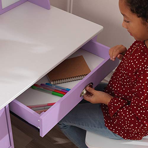 KidKraft Study Desk with Chair Lavender, Drawers, Extra Storage, Handles, Bulletin Board