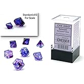 Chessex Dice Set – 10mm Nebula Nocturnal/Blue Luminary Polyhedral Dice Set – Dungeons and Dragons D&D DND TTRPG Dice – Includ