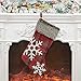 WUJOMZ Set of 4 Plaid Christmas Stockings, 18 Inches Burlap with Large Plaid Snowflake and Plush Faux Fur Cuff Stockings, for Xmas Home Decor, Christmas Decorations