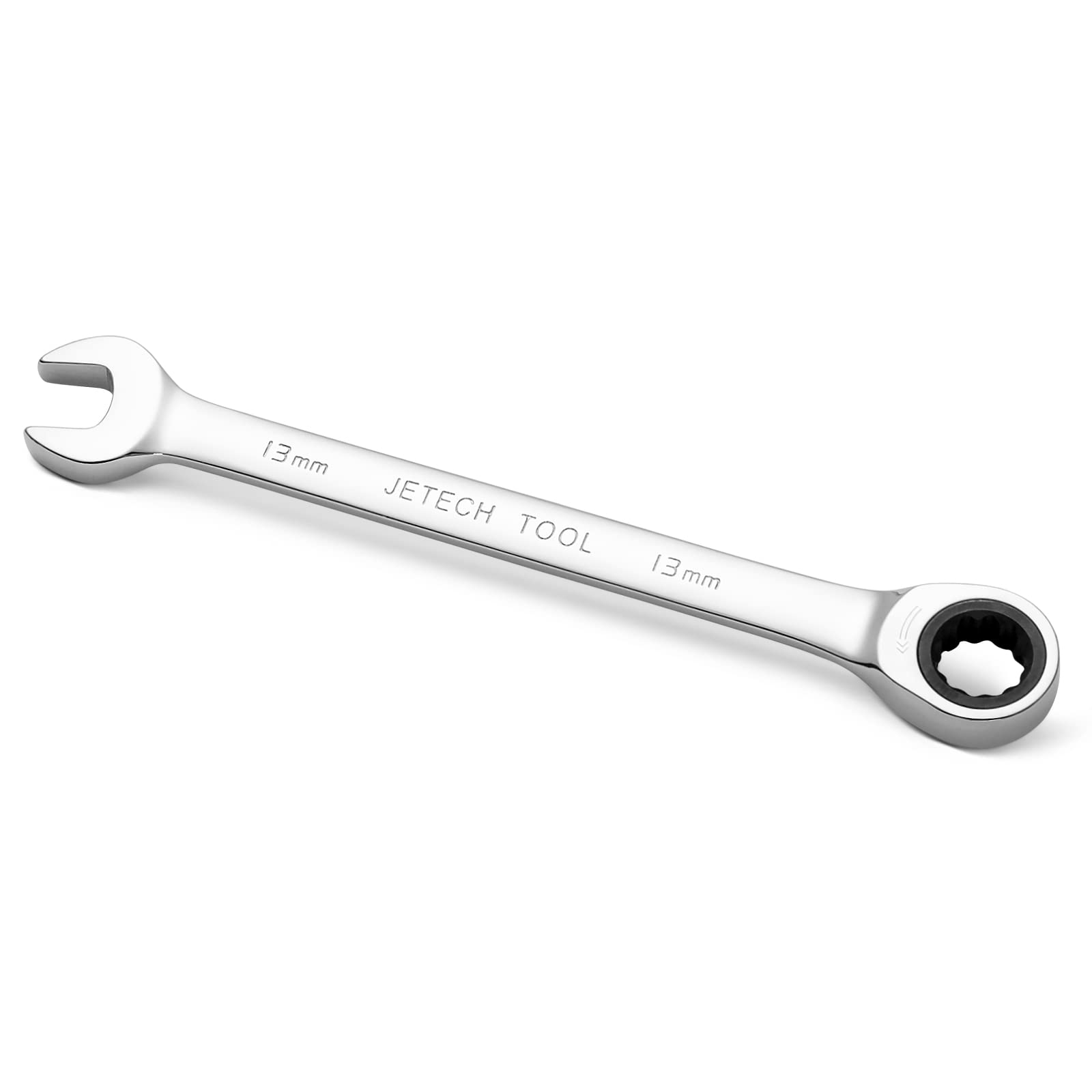 Jetech 13mm Gear Wrench - Metric Industrial Grade Cr-V Steel Ratcheting Combination Wrench, Ratchet Spanner in Polished Chrome Finish