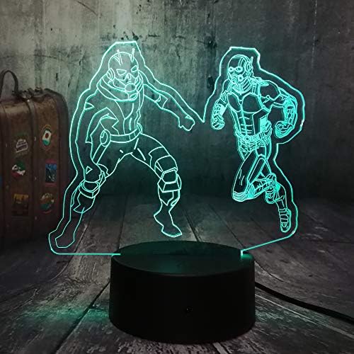 Wangzj Night Light 3D Illusion/Optical Illusion Lights/Bedside Table Lamp7 Color Change Table Lamp/Abs Base/Two Ant-Man [Energy Class A++]