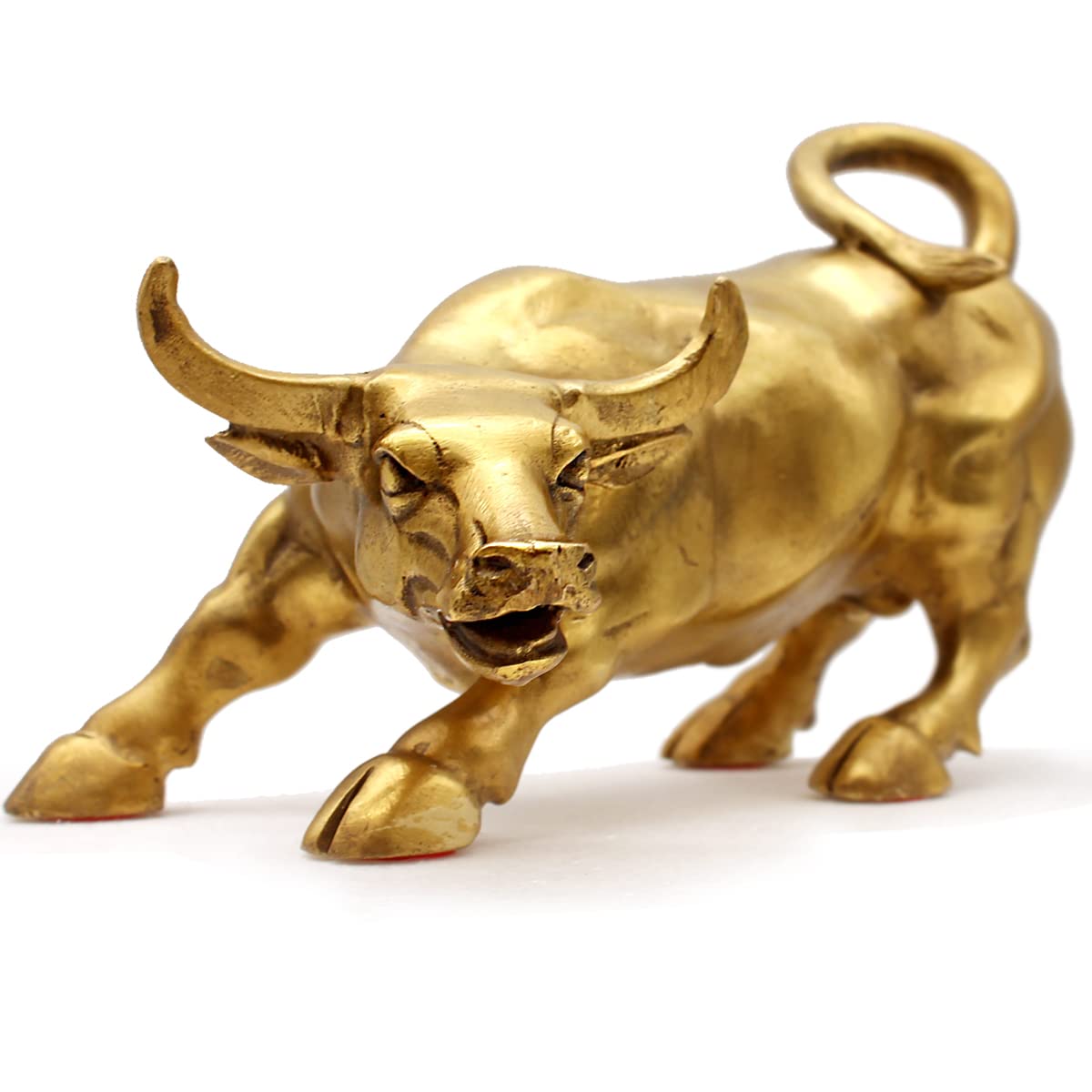 Sculpture Home Decoration Golden Copper Bull（Feng Shui） Represents Good Luck of Life Wealth, Brass Bull Figurine Bull Statue COW01