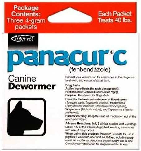 Canine Dewormer Dogs 4 Gram Each Packet Treats Large Dogs 40 lbs (3 Packets)