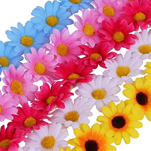 BETITETO Sunflower Headband Boho Flower Crown Hair Wreath for Women Girls Wedding Festival Party Holiday, Set of 5 - Thumbnail 2