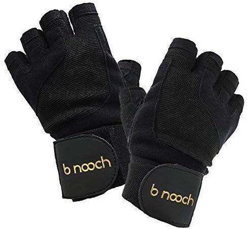 B Nooch Weight Lifting Gloves with Wrist Wrap Support for Gym Workouts, Crossfit WOD & Fitness - for Men & Women - Sizes XS Thru XL Available - Black