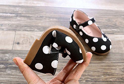 Dainzuy Toddler Baby Girls Shoes Children Dot Leather Single Shoes Soft Sole Non-Slip Princess Shoes 12-18 Months Black