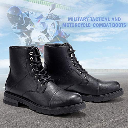 GM GOLAIMAN Winter Work Boots for Men-Lace Up Cap Toe Ankle Boot for Military Tactical Combat Hiking Motorcycle Black 10 - Thumbnail 7