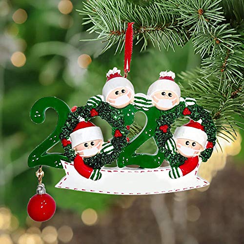 EKUPUZ 2020 Personalized Christmas Hanging Ornaments,with Mask Writable Ornaments Snowman Christmas Decorating Kit Creative Gift DIY Name, Family Ornament Christmas Decorations