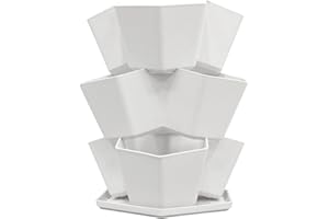 Tierra Verde 3-Tier Stackable Countertop Tabletop Modular Planter in Eggshell White