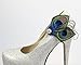 KISSPAT One Pair Peacock Feather Shoe Clips, Shoe Decorations, Handmade Wedding Shoe Clips