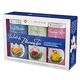 Teabloom Flowering Teas Gift Set Collection - 36 Assorted Blooming Teas in a Variety of Flavors and Flowers - Gift Box includes 3 Unique and Beautiful Flowering Tea Canisters - Makes 750 Cups of Tea