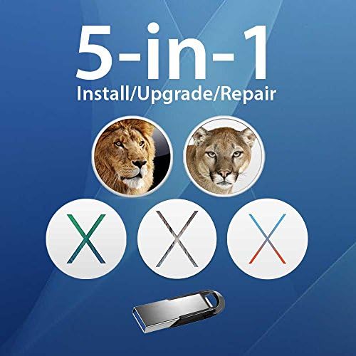 5-in-1 OS X Installer - Lion, Mountain Lion, Mavericks, Yosemite, El Capitan Bootable USB Disk. Instructions included.