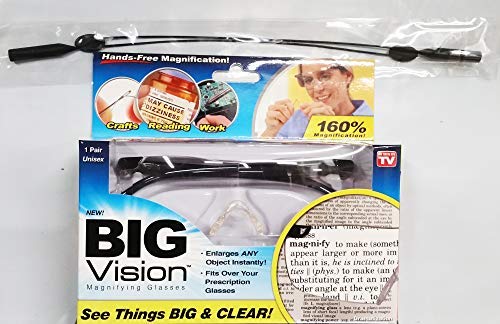 Big Vision Magnifying Glasses with Adjustable Lanyard Strap (160x)