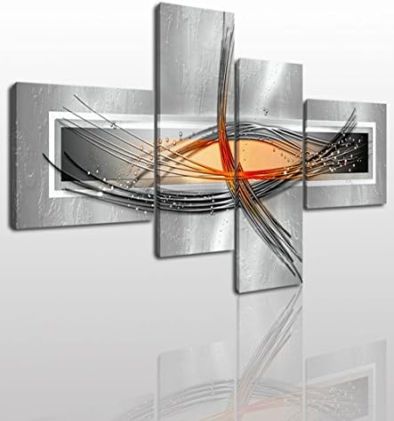 Abstract Canvas Wall Art Painting Modern Design Picture for Home Office Decor - 4 Pieces Framed On Wooden Frame Image Pictures Photo Artwork Decoration Ready to Hang
