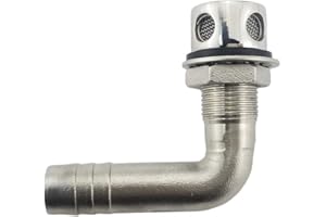 NRC&XRC 316Stainless Steel Marine Grade Boat Fuel Vent, Universal 90°Boat Flush Mount Fuel Gas Tank Vent for 5/8" Hose with Mounting Gasket Hardware Fitting