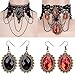 luck sea Vampire Choker Earring Costumes for Girls - Gothic Necklace Halloween Party Supplies 2 Sets