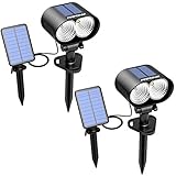 Mpow Solar Spotlight, 2-in-1 Outdoor Landscape Light Security Spotlight Wall light with 2 Solar Panel for Patio, Lawn, Garden, Deck,Yard, Pathway (2 Pack)