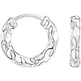 Bold Wavy Huggie Hoops | 18K Gold Sterling Silver Post Twisted Wave Hoop Earrings for Women | Swaying Curved Hoops