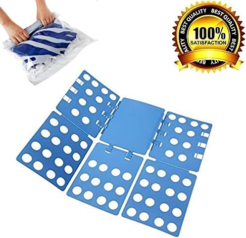 T Shirt Clothes Folder [Bonus] 3 Compression Space Saver Bags - Adjustable Folding Board for Pants, Towels, Shirts, Laundry . Fold Like a Pro in Seconds! Works for Sizes Kids to Adult .