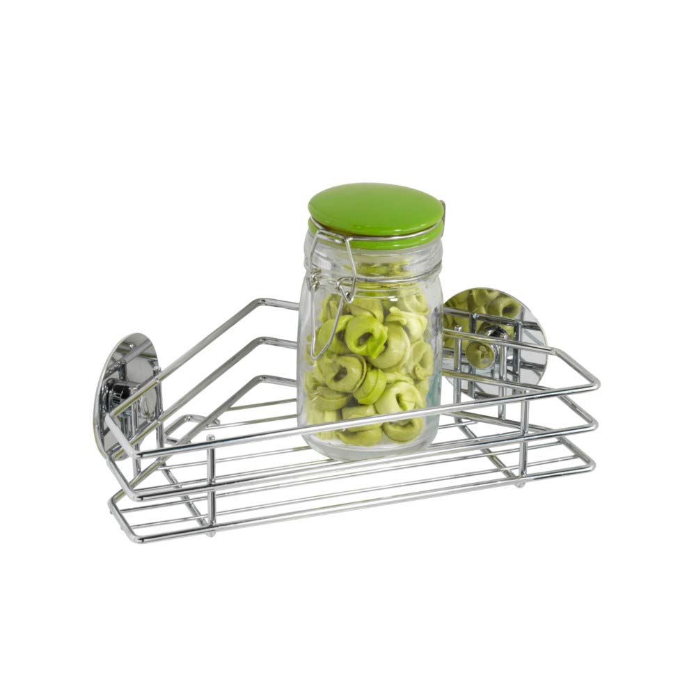 WENKO 5636100 TurboLoc corner basket fixing without drilling, Metal Metal chrome plated, 20.5 x 7 x 20.5 cm, Silver shiny โ image 1