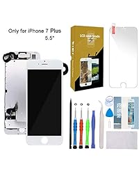Pantalla de repuesto para iPhone 6S Plus de 5,5 pulgadas, pantalla LCD blanca con digitalizador de pantalla táctil 3D, cámara frontal + auricular + protector de pantalla