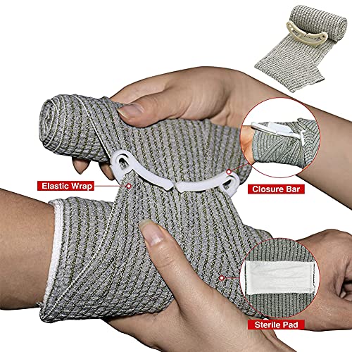 Kit IFAK de trauma con torniquete de combate | Sello de pecho ventilado | vendaje israelí | gasa comprimida | vendajes de control de sangrado for emergency, camping, hunting, hiking (Negro)