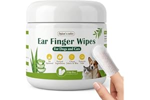 Dylan's cabin Ear Finger Wipes for Dogs & Cats, 150 Count Pet Ear Cleaning Wipes, Soft Finger Mitt for Gentle Outer Ear Care,
