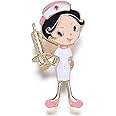 HANRESHE Cute Nurse Brooch Doctors Nurse Gift Medical Jewelry Gold Plated Lapel Pin Meatl Cartoon Enamel Pins Brooches Accessories Bag Hat
