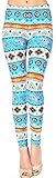 Lush Moda Extra Soft Leggings with Designs- Variety of Prints - Blue White Aztec
