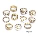 UHANGETH 11pcs Boho Retro Rings Hollow Carved Flowers Joint Knuckle Rings Sets (Gold)